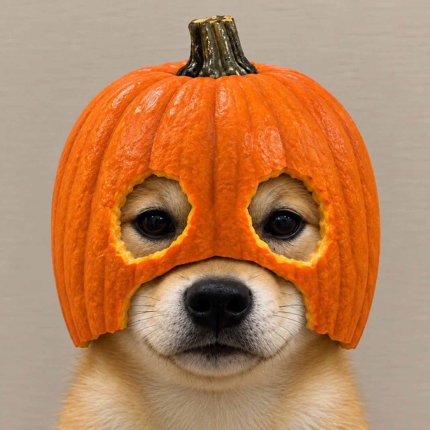 Dog with pumpkin